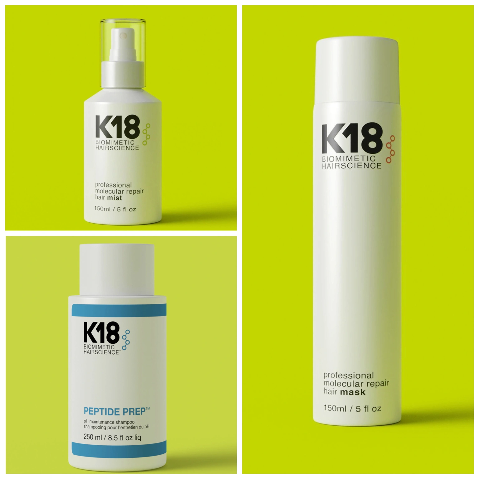 K18 Prémium Csomag (K18 Molecular Repair Hair Mist 150ml+K18 Peptide Prep pH Maintenance Shampoo 250ml+K18 Professional Molecular 150ml) főképe